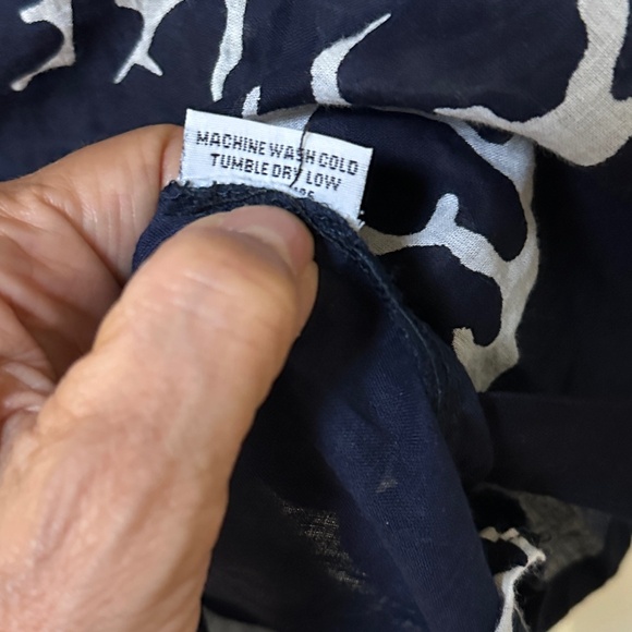 Kiki Sol Lightweight Cotton Button Up Blouse Navy Blue White Coral Print XXL - Picture 11 of 12